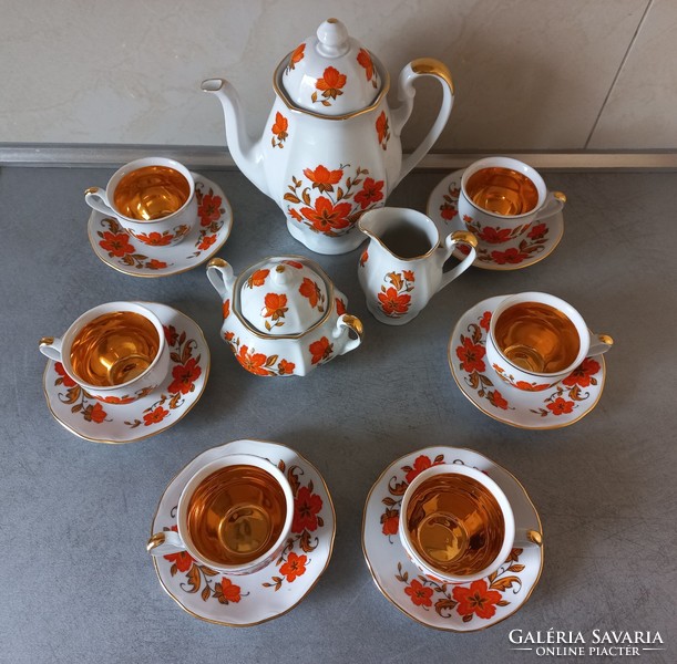 Bohemia carlsbad richly gilt orange floral coffee set