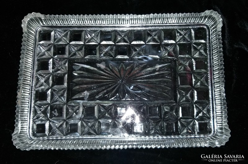 Crystal glass cake tray serving 31 x 20 cm
