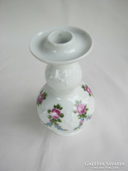 Wallendorf porcelán rózsás gyertyatartó