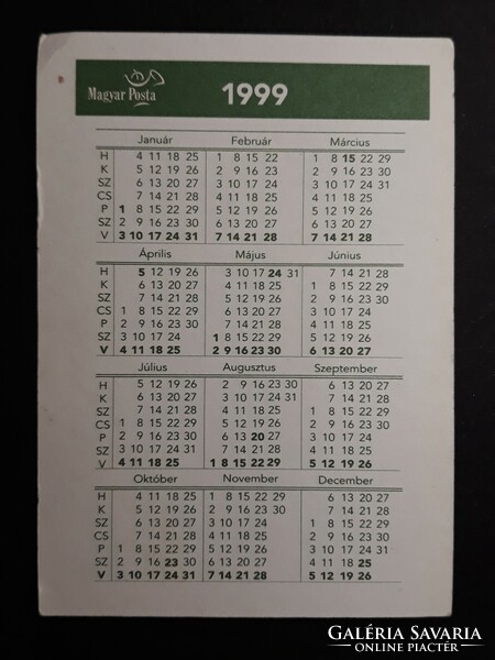 Kártyanaptár 1999 - Magyar Posta felirattal - Retró naptár