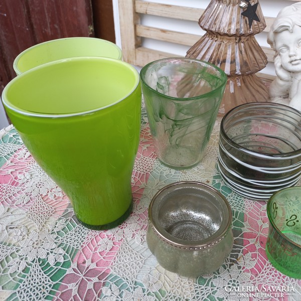 Zöld üveg gyűjtemény - mécsestartók