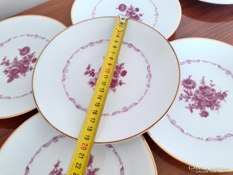 Régi Bavaria porcelán virágos kis tányér 6 db desszertes