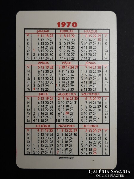 Kártyanaptár 1970 - KIVÁLÓ MINŐSÉG SZÉLES VÁLASZTÉK A KÖZÉRT BOLTOKBAN felirattal - Retró naptár