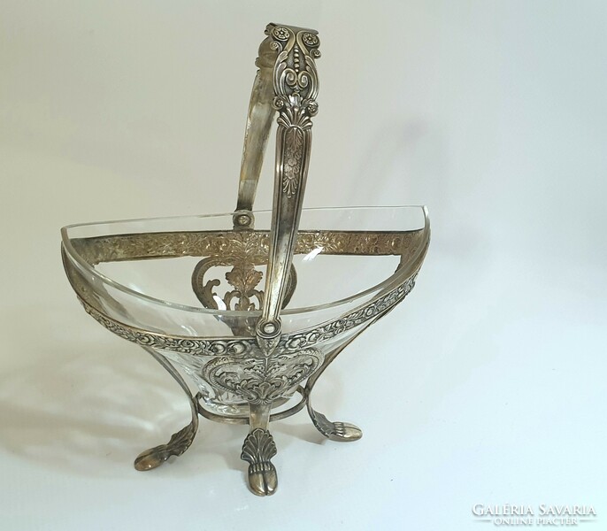 Wmf art nouveau silver-plated tray with glass insert