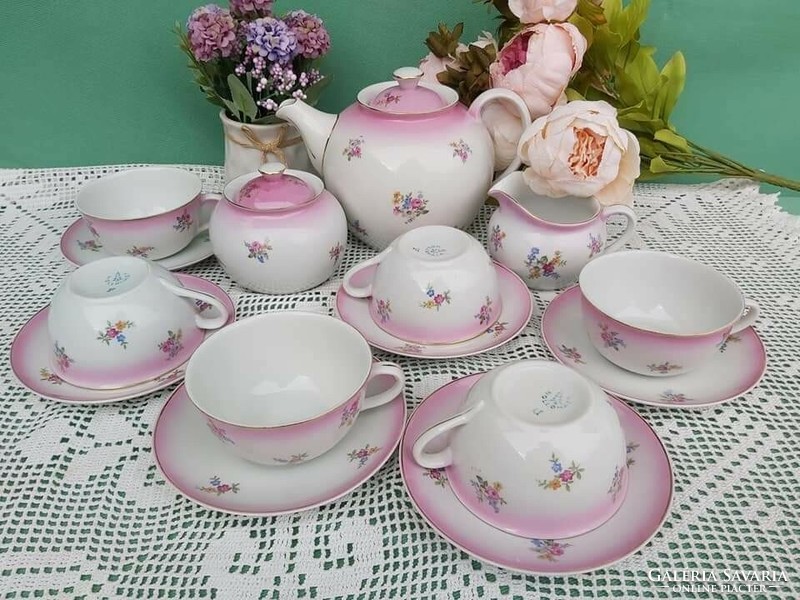 Beautiful flawless raven house tea set floral tea cup cup jug sugar bowl cream pourer