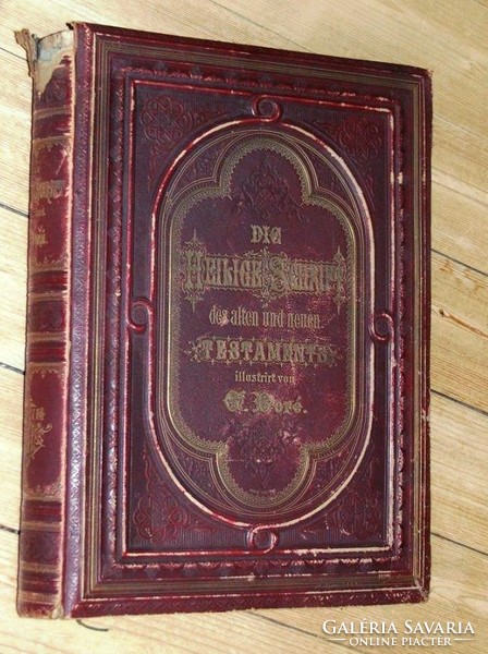 German leather doré bible with red leather binding according to the vulgate 1868 stuttgart - new covenant