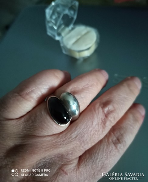 Ezüst gyűrű/onix