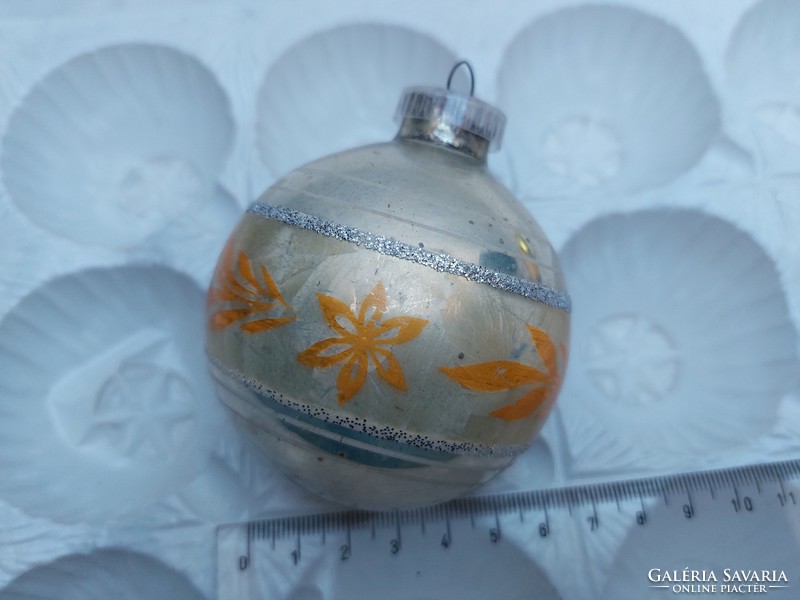 Old glass Christmas tree ornament silver ball glass ornament