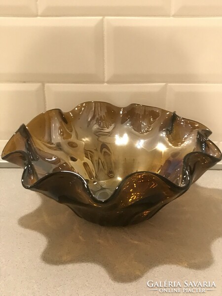 Antique glass bowl with iridescent light, 28 cm diameter