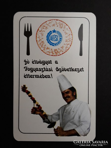 Kártyanaptár 1975 - ÁFÉSZ Jó étvágyat a Fogyasztási Szövetkezet éttermében felirattal - Retró naptár