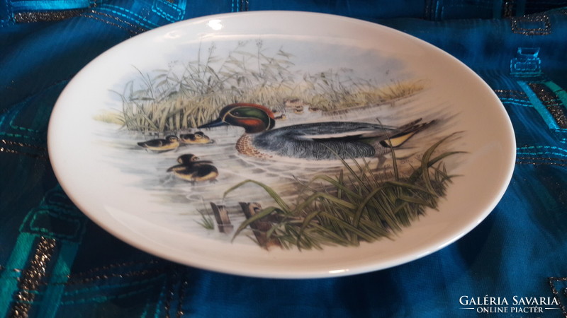 Porcelain decorative plate with rattling duck, wall plate with duck bird (l3383)