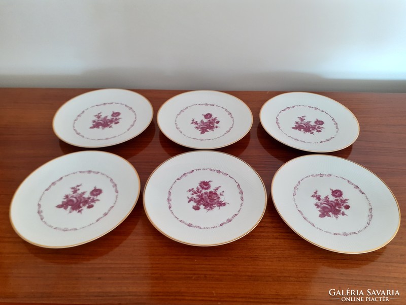 Old bavaria porcelain floral small plate with 6 pieces of dessert