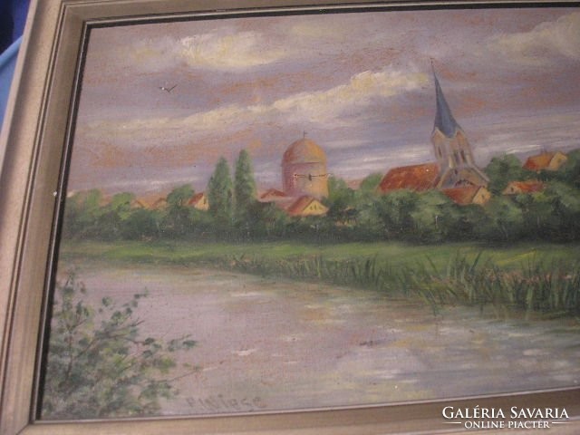 N8 German painter antique marked image of oil on canvas under special color effect 37 x 28 cm