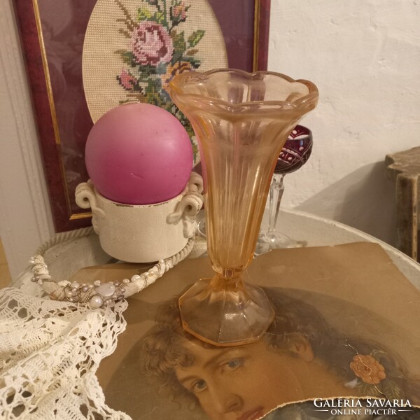Old - art deco - pink pedestal vase