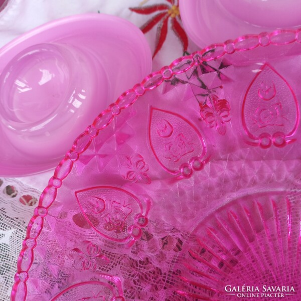 Pink glass collection/candle holder