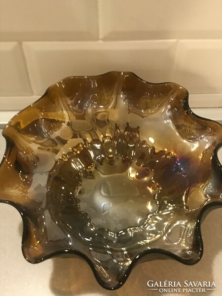 Antique glass bowl with iridescent light, 28 cm diameter
