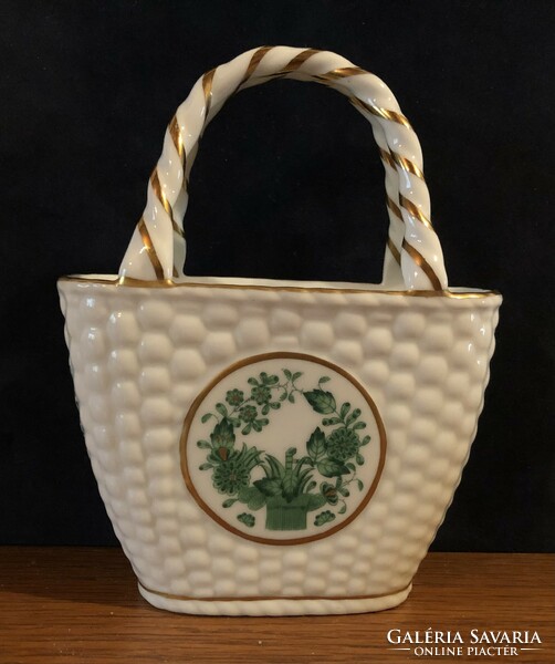 Herend Indian basket pattern basket