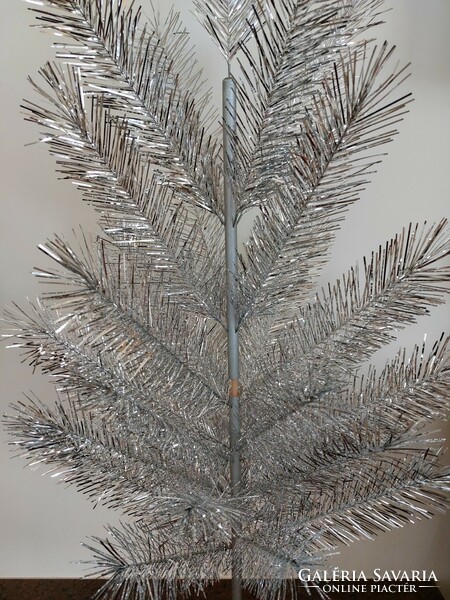 Old silver laminate artificial fir Elka Russian design retro Christmas tree 135 cm