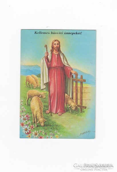 Húsvéti üdvözlő képeslap vallásos