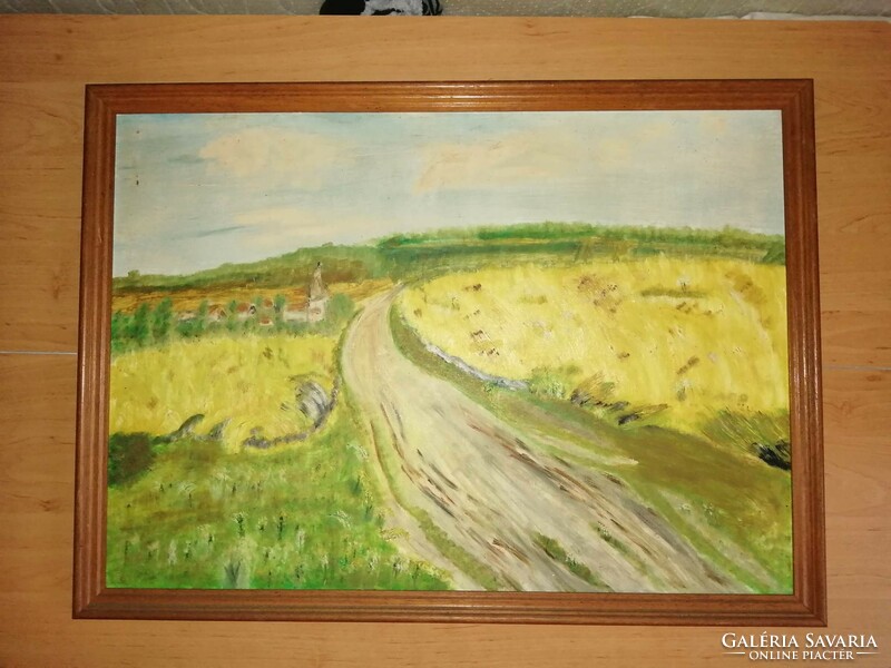 Wheat field on the edge of the border painting, picture frame 55*75 cm