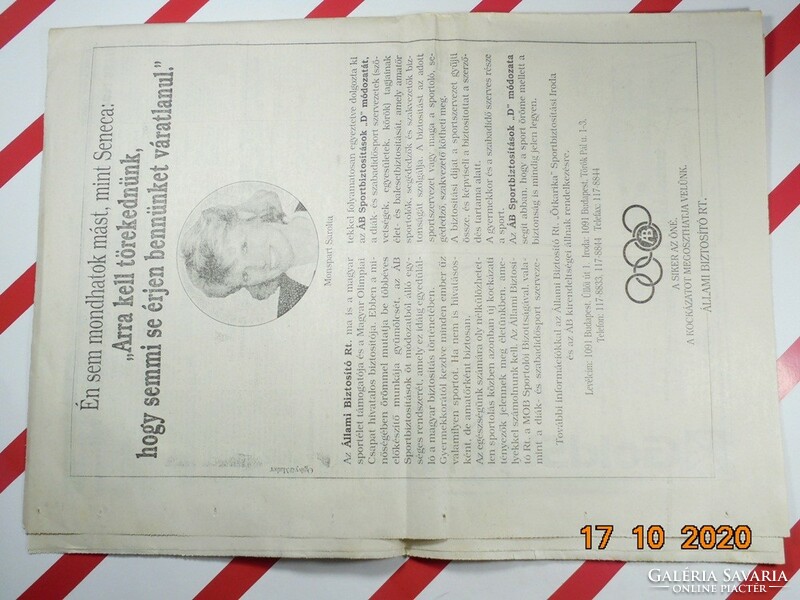 Régi retro újság napilap - Nemzeti Sport - 1991.06.19. -  Születésnapra ajándékba
