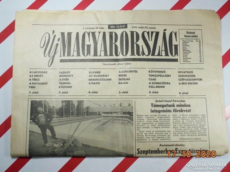 Old retro newspaper - new Hungary - 22.05.1991 - As a birthday present