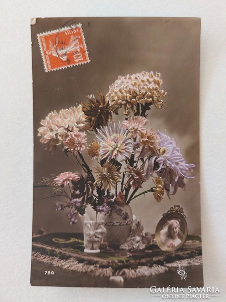 Régi virágos képeslap 1918 levelezőlap szegfű