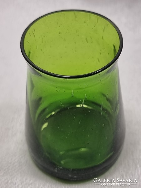 Green glass vase with 