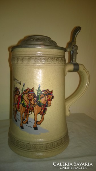 Originál sörvonat-Sörös krigli-sörös korsó-óntetővel, sörös lovakkal