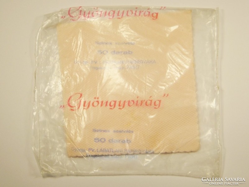 Retro Gyöngyvirág szalvéta - nejlon nylon zacskó csomagolás - Lábatlani Papírgyár PIÉRT - 1970-es év