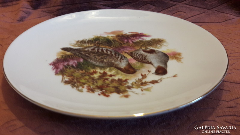 Fürj madaras porcelán tányér, vadászos dísztányér (L3460)