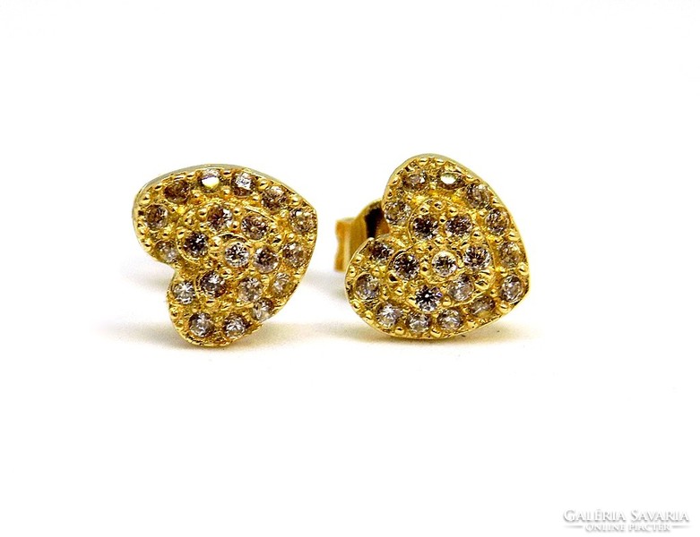 Heart earrings with gold stones (zal-au72910)