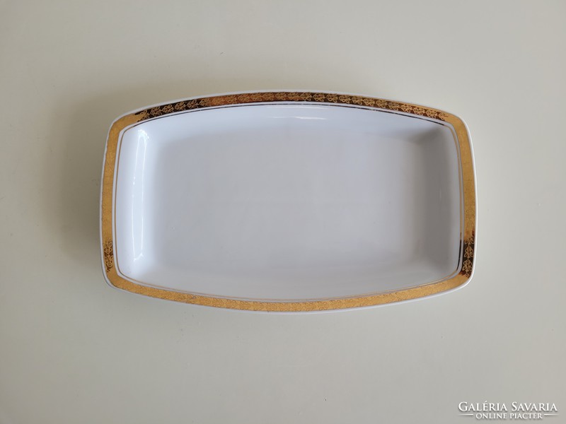 Retro old lowland porcelain 27.2 cm tray bowl with gold border