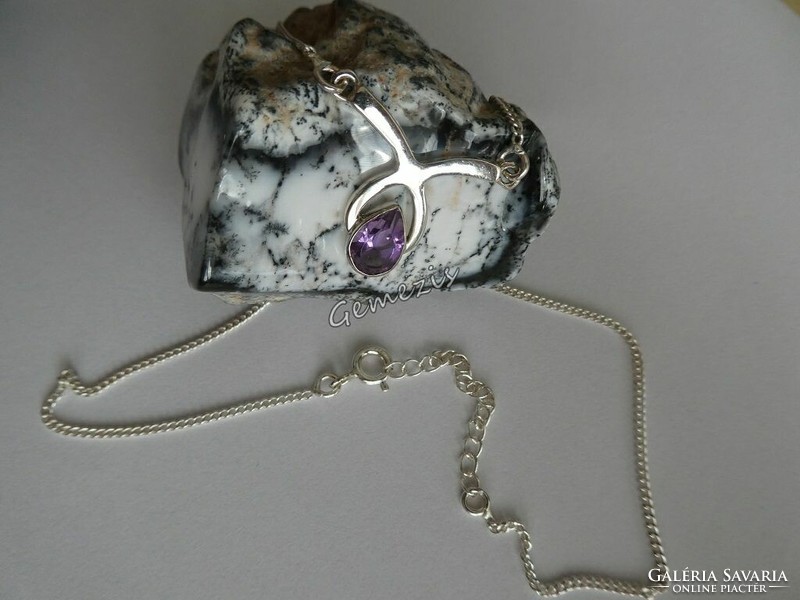 Real faceted amethyst 925 silver necklace, necklace