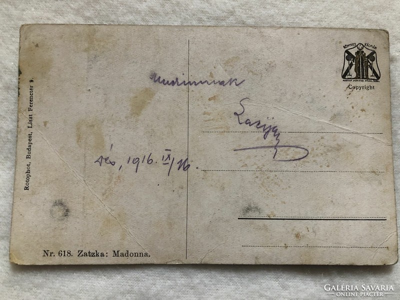 Antique, old postcard - zatzka - madonna - 1916 -5.