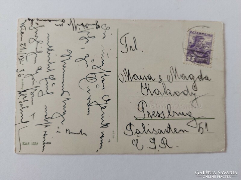 Régi képeslap 1936 levelezőlap lóhere ibolya patkó