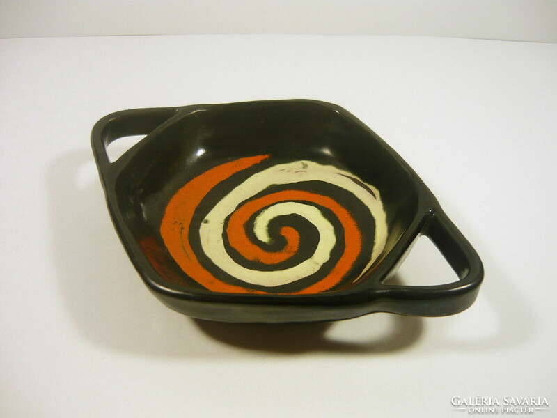Gorka livia, retro 1950 black and orange 18.3 Cm artistic ceramic bowl, flawless! (G014)