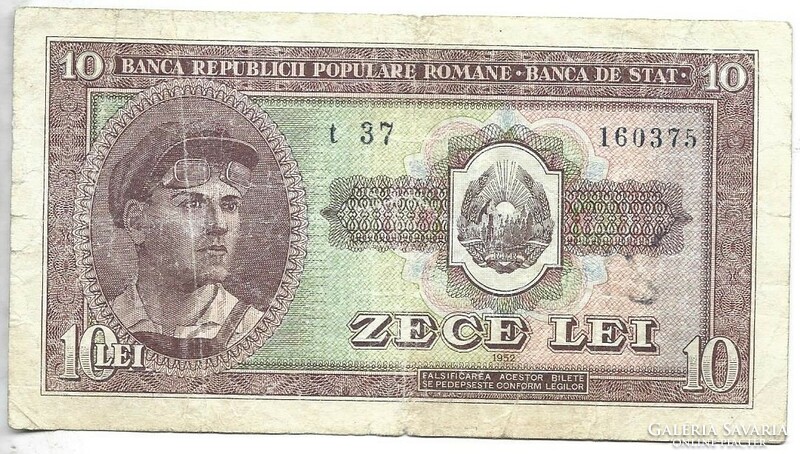 10 lei 1952 Románia Ritka 2.