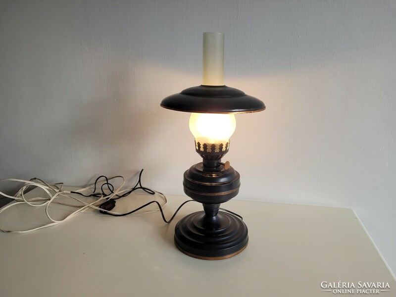 Old large 51 cm kerosene lamp lacquered table lamp