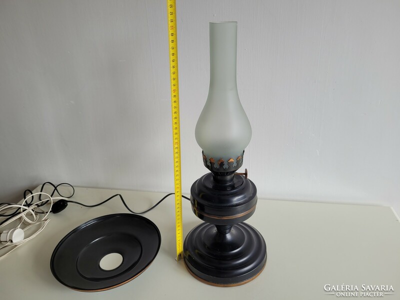 Old large 51 cm kerosene lamp lacquered table lamp