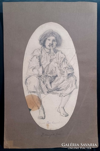 Bosnian boy - pencil drawing (33x21 cm) from the estate of imre greguss?
