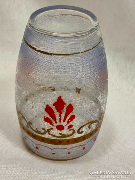 Thick-walled painted glass cup, first half of xx.Szd, with hand painting.