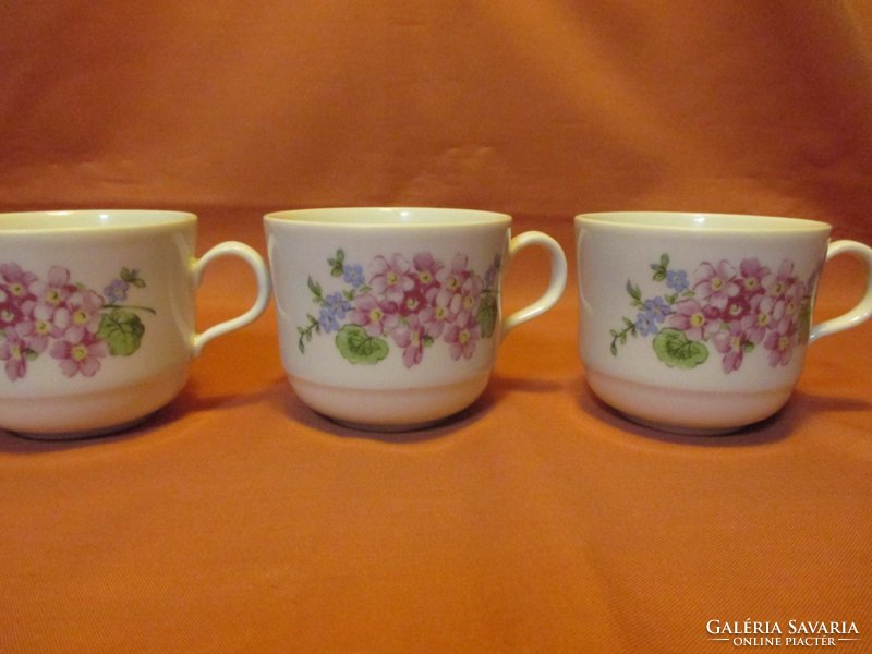 3 Kahla cups with flower bouquets, small mugs