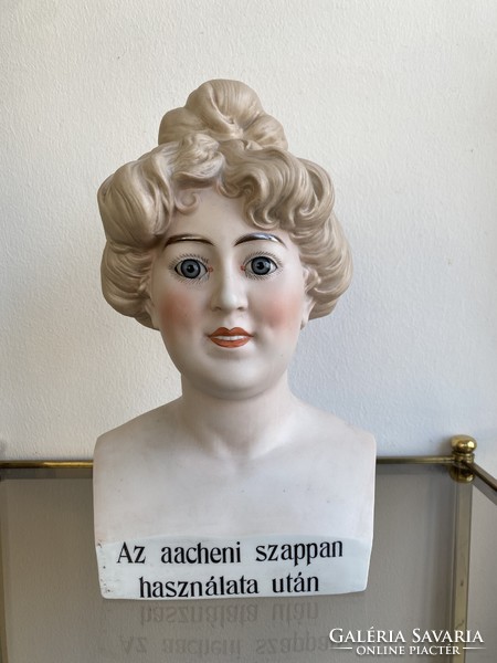 Kuriózum!!!  Szecessziós Porcelán Reklám Büszt