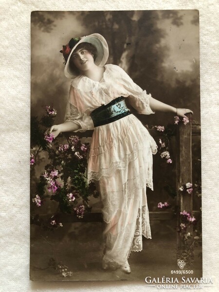 Antik, régi színezett képeslap - 1918                                                     -5.