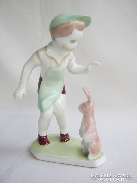 Aquincum porcelain little boy with bunny
