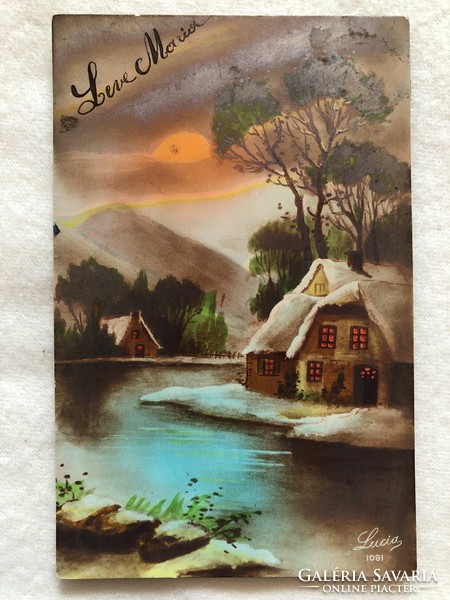 Antik, régi Karácsonyi képeslap  - 1928                           -5.
