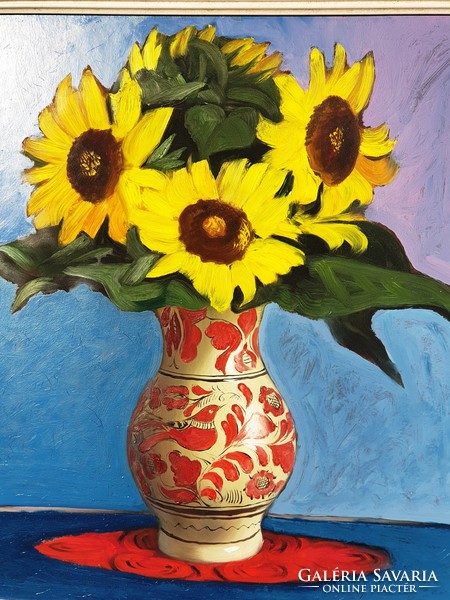Mihály Schéner -sunflower still life 1976-