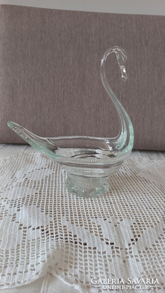 Vintage thick/probably Murano/handmade glass swan offering, graceful elegant, flawless.