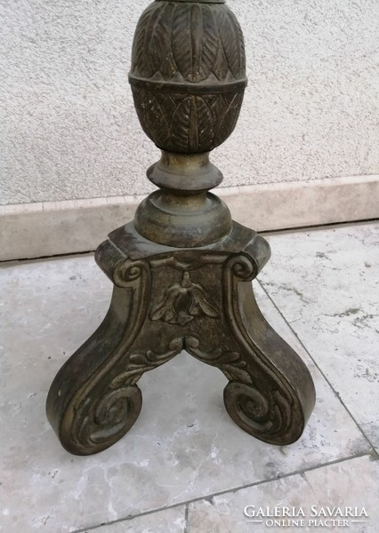 Rare, unique antique giant copper (bishop's) candlestick with original candle (today: 73 cm)